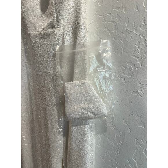 B. Smart White Sequin Gown with Slit & Adjustable Straps — Size 3/4, NWOT - Picture 13 of 16